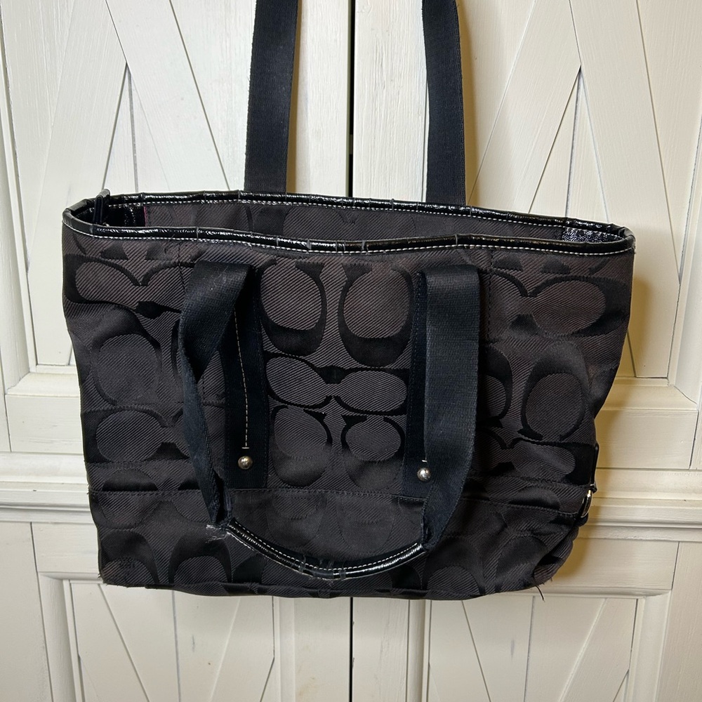 Coach Black Signature Jacquard Tote